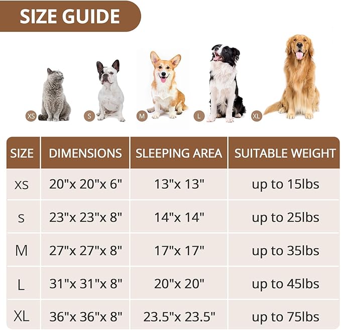 JOLLYVOGUE Calming Dog Bed for Small Dogs - 23 inches Donut Washable Small Dog Bed for Kittens & Puppies, Anti-Slip Round Fluffy Plush Faux Fur Cat Beds (Fits up to 25 lbs Pets, Smoke Brown)