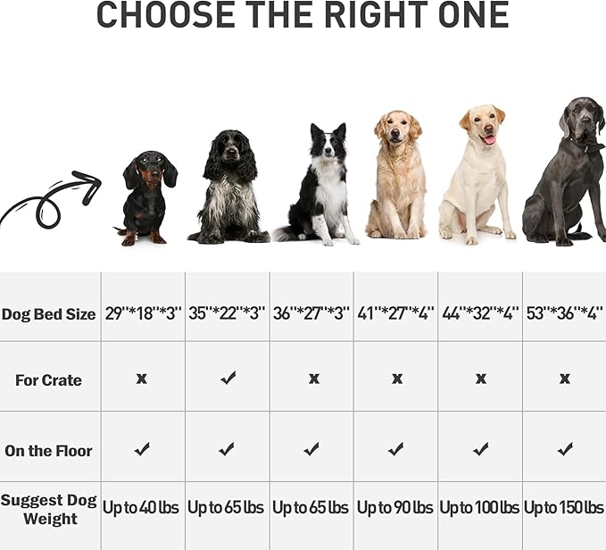 MIHIKK Waterproof Dog Beds Large Sized Dog Orthopedic Dog Beds for Crate with Removable Washable Cover Egg-Crate Foam Pet Pad Mat with Anti-Slip Bottom, 41x27 Inch, Brown