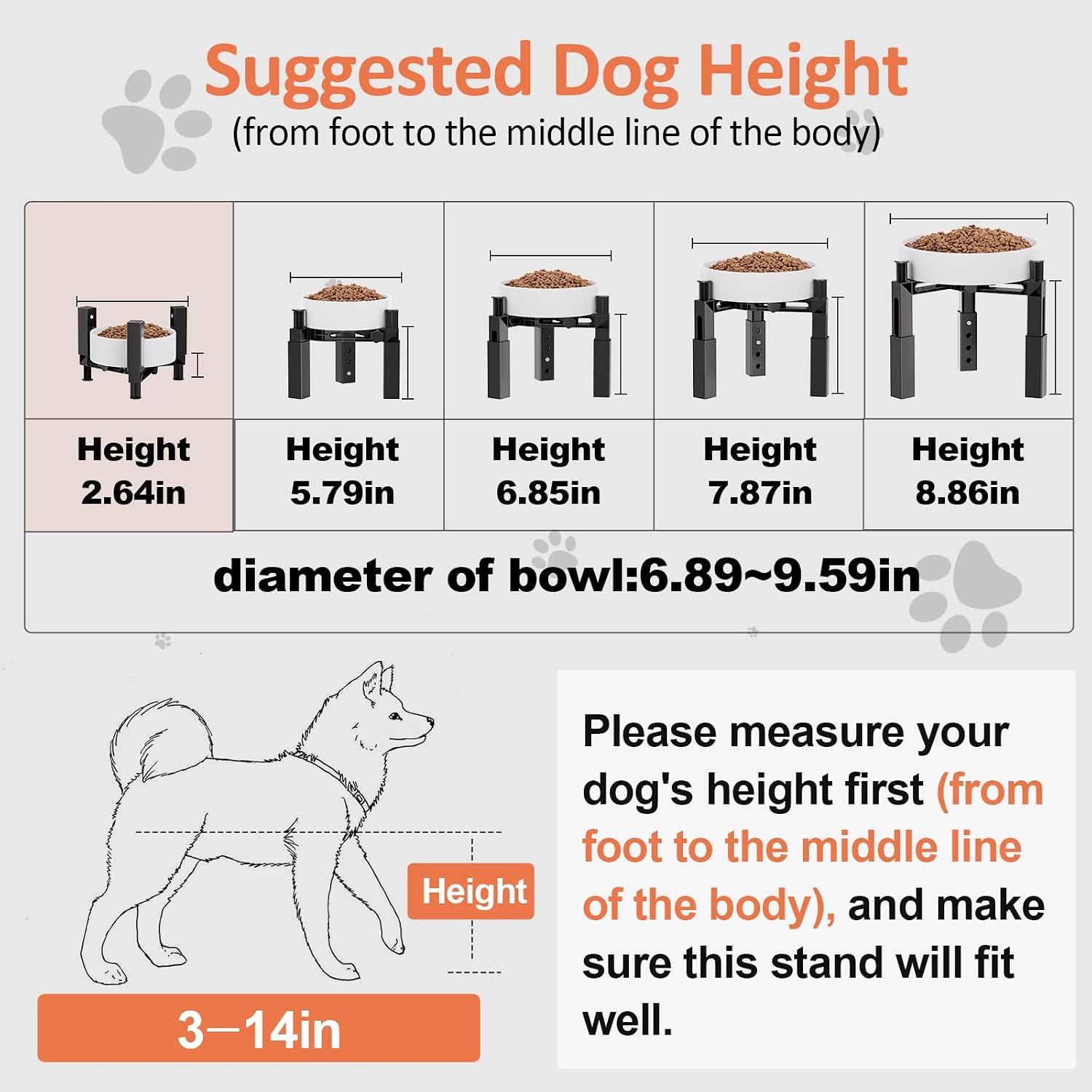 XIAZ Dog Bowl Stand Elevated Food Water Bowl Holder for Large Medium Small Sized Dog, Heights&Width Adjustable, Non-Slip, Durable, Elevated Feeding Bowl Stand for All Dogs Bowls 2PCS