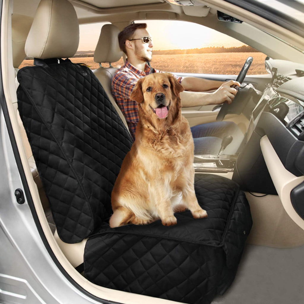 Bark Lover Deluxe Dog Seat Cover for Front Seat-More Durable Spill-Resistant Front Seat Protector, High Heat Resistant and Nonslip Front Seat Cover for Dogs Kids, Universal Size (Black,1 Pack)