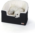 K&H Dog Car Seat, Bucket Booster for Small to Medium Pets, L Black/Cream | Collapsible Dog Car Seats for Small Dogs. Seat Belt Secured, 2 Safety Leashes, Washable Covers
