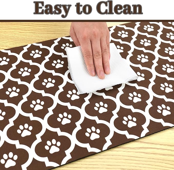 Dog Food Mat 24X32 Inch Pet Feeding Absorbent Mats for Floor Cat Water Bowl Placemats Non-Slip Washable Dog Mat for Food and Water