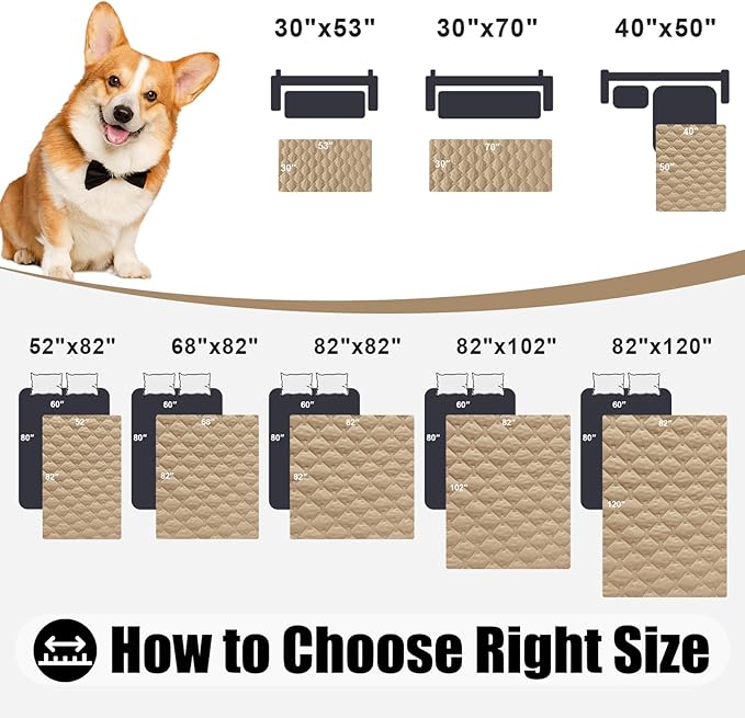 Smiry Waterproof Dog Bed Cover Blanket, Soft Reversible Pet Blanket, Washable Leakproof Cats Dogs Couch Cover for Sofa, Couch, Furniture (30x70 Inch, Camel/Beige)