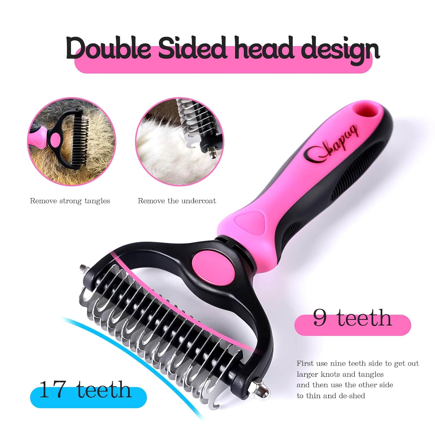 Pet Grooming Brush and Metal Comb Double Sided Long Hair Pet Undercoat Cleaner Brush for Dogs and Cats Removes mats and lint Effectively removes carpet shedding or flyaway hair.(Pink)…