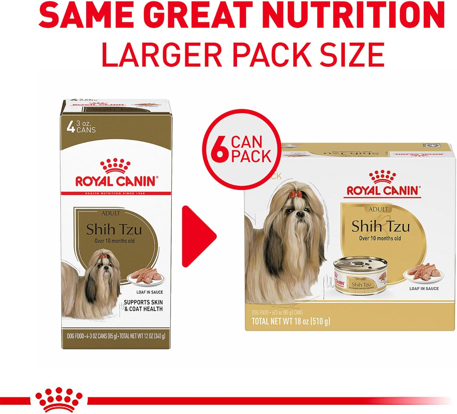 Royal Canin Shih Tzu Adult Wet Dog Food, 3 oz, 6-Pack | Skin & Coat Support, Heart Health, For Adult Shih Tzus 10+ Months, Loaf in Sauce, Developed by Veterinarians