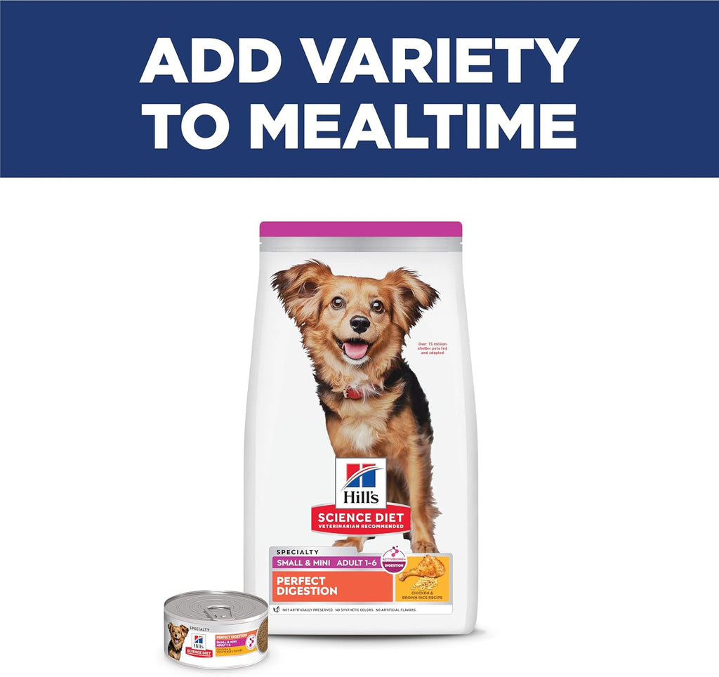 Hill's Science Diet Adult 1-6 Perfect Digestion Small & Mini Dry Dog Food | #1 Veterinarian Recommended, Chicken & Brown Rice, 3.5 lb. Bag