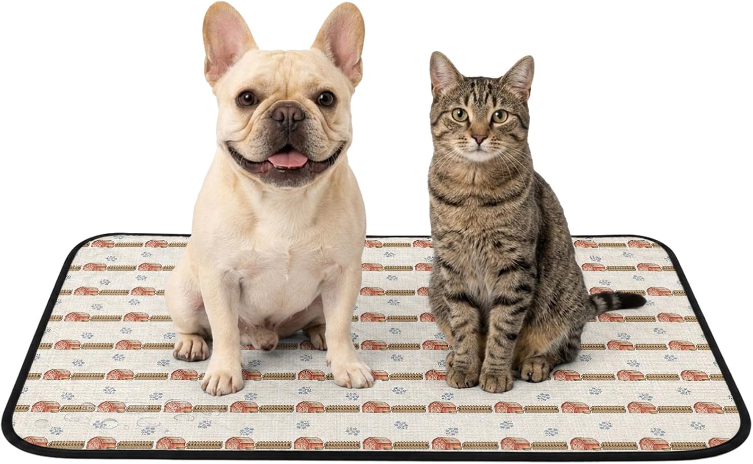 Autumn Farmhouse Barn Fence Washable Pee Pads for Dogs Cats,36"x24" Absorbent Waterproof Pet Training Mats Rustic Fall Retro Linen Non-Slip Reusable Puppy Pad for Crate Bed