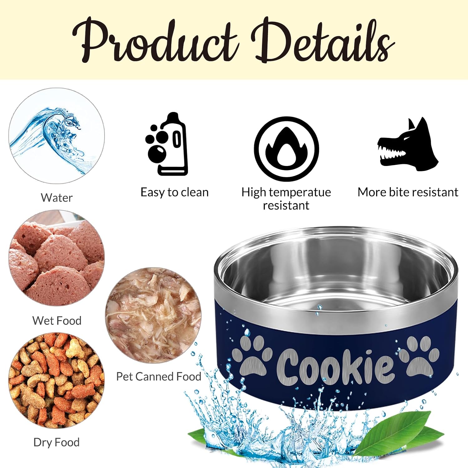 Custom Dog Bowl Personalized Dog Bowls with Name Customized Pet Cat Food Bowls 18/32/42/64 oz. Non Slip Stainless Steel Pet Bowls