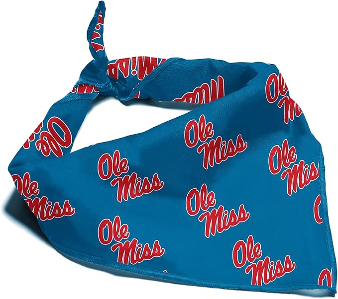 Ole Miss Rebels Officially Licensed Bandana for Dogs and Cats | Fits Pets Great Gift Idea | Easy-to-Tie (Large, 28")
