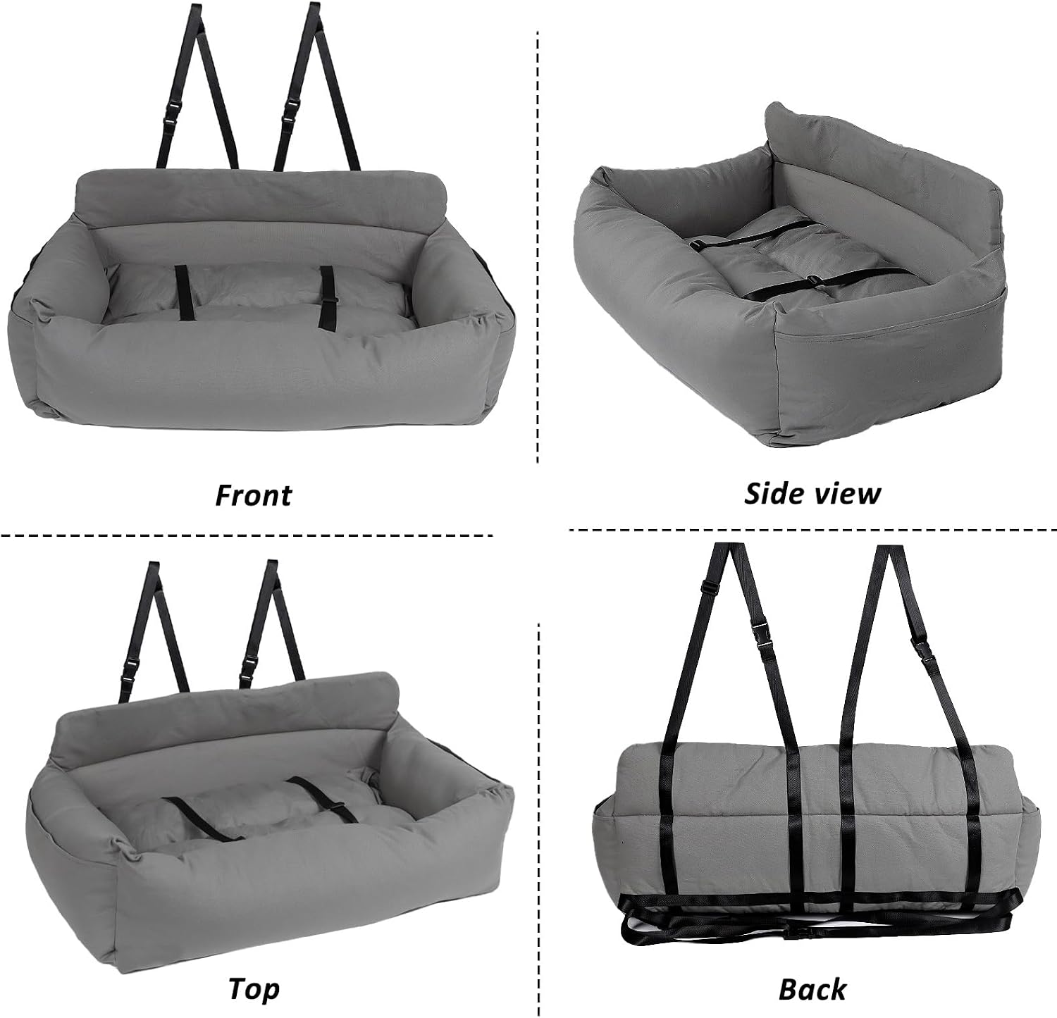 Dog Car Seat with Fixed Base & Safety Belt, Seat for All Dogs, Memory Foam Seat Booster, Waterproof and Washable