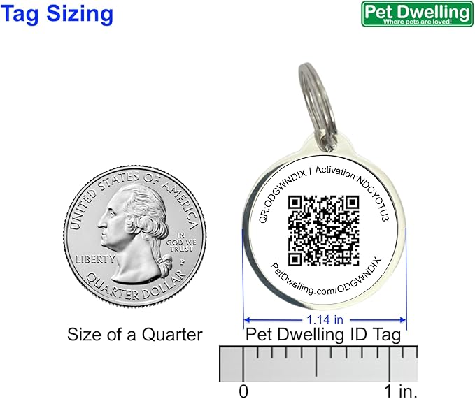 Pet Dwelling QR Pet Tag – Easy Scan Instant Location Alerts, Online Pet Profile with AI Feature for Dogs & Cats (Lux White Paw)