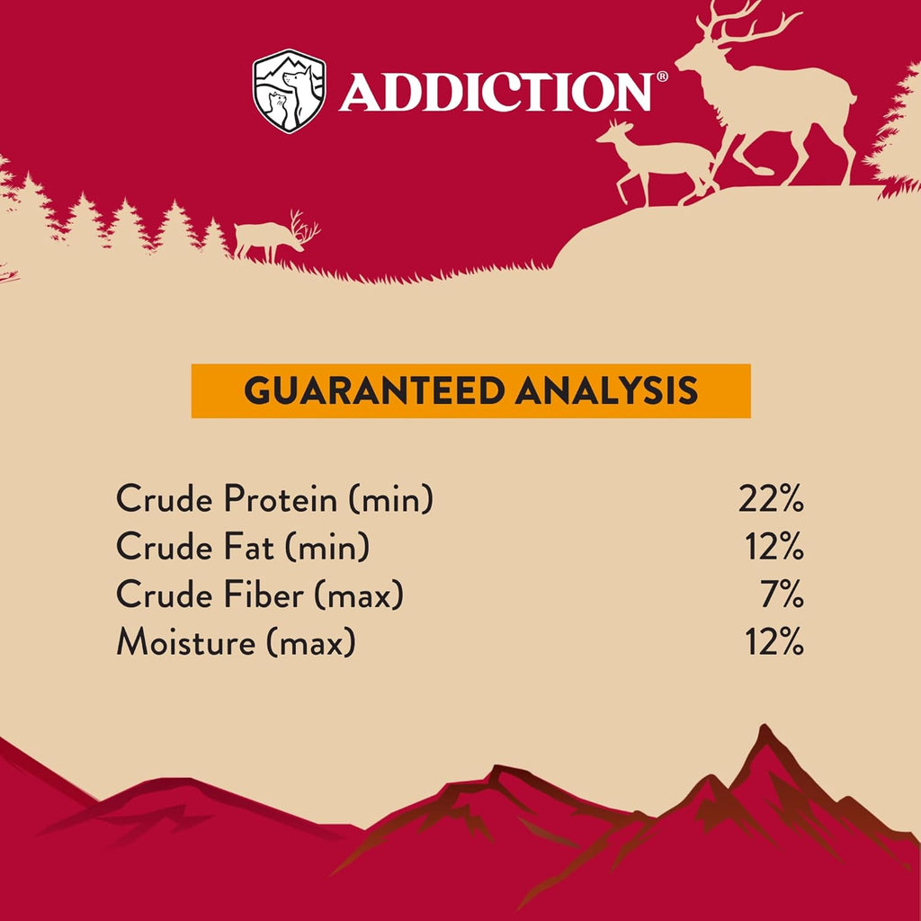 Addiction Homestyle Venison & Cranberry Dinner Air-Dried Grain-Free Dog Food – Complete Meal or Topper with Natural Ingredients for Digestive and Skin & Coat Health, 2lb - 4 Packs