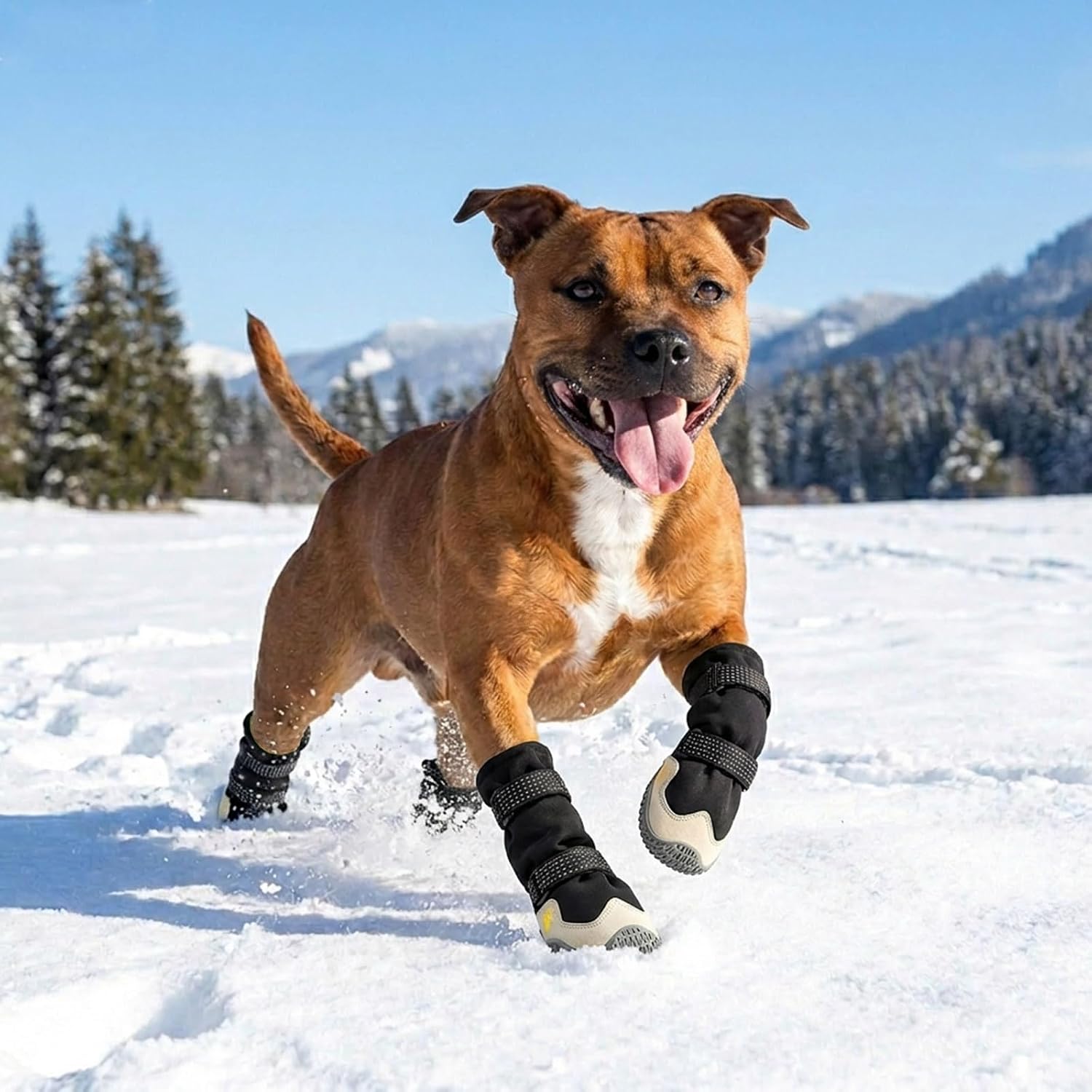 Enjoying Winter Dog Boots, Anti-Slip Long Legged Dog Booties Large Breed, Pet Shoes for Outdoor Snowy Rainy Day Paw Protection, Warm Doggy Walking Boots, Reflective Magic Straps, Adjustable, #8