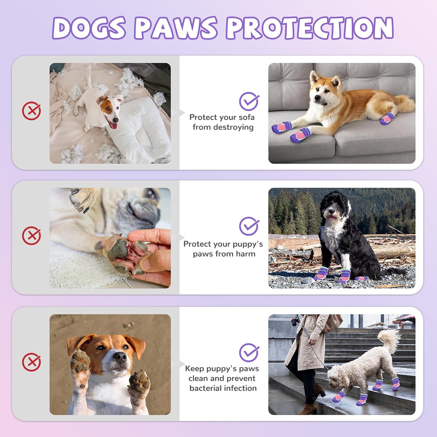 Dog Boots for Large Medium Small Dogs, Dog Shoes for Winter Snow, Non- Slip Outdoor Dog Booties Paw Protectors with Reflective Strips for Snowy Hardwood Floor Hiking Walking, Size 1