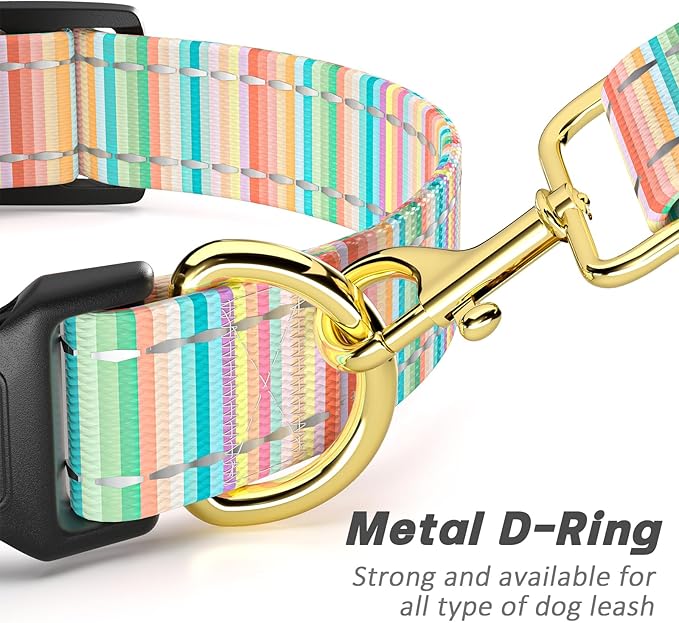 Reflective Dog Collar, Cute Dog Collar for Extra Small Dogs, Soft Nylon Puppy Collar for Boy and Girl Female Dogs, Adjustable Pet Collars with Quick Release Buckle, Colorful Watercolor Art