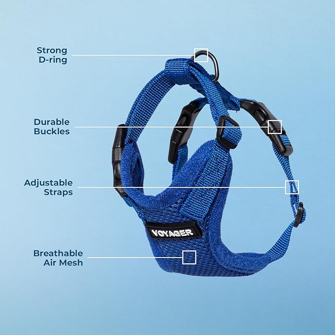 Voyager Step-in Pet Harness - All Weather Mesh, Adjustable Step in Harness for Cats and Dogs by Best Pet Supplies - Royal Blue, XL
