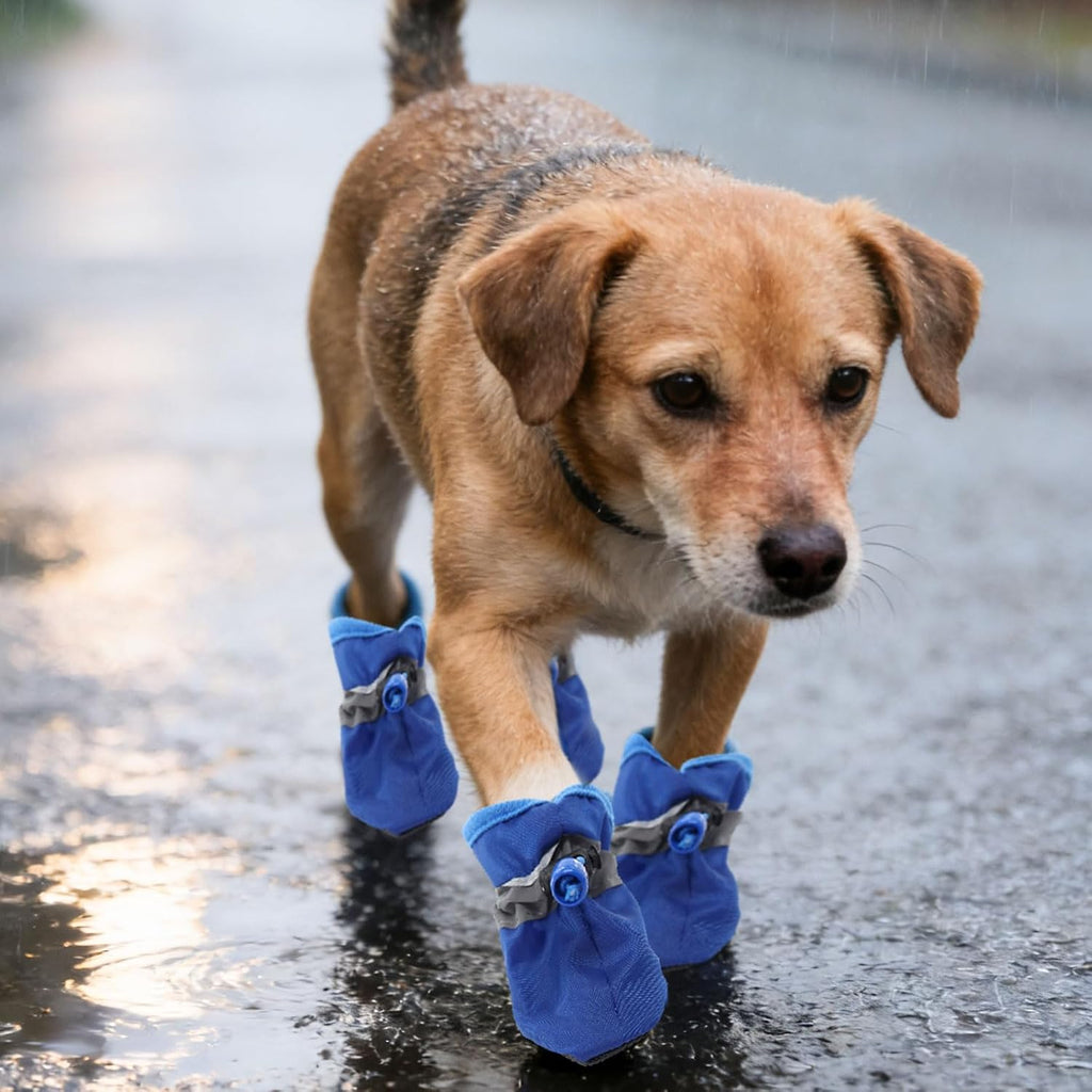 4Pcs Small Dog Shoes, Breathable Non-Slip Pet Booties, Puppy Paw Protectors 4-Pack Foot Covers for Small Breeds(Orange,S)