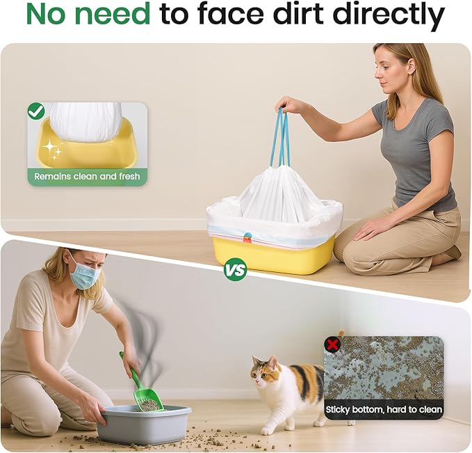 Sifting litter bags with 7-Day Litter System, Heavy Duty Thickened litter liners, 37x18 Inch (7 Pack) For Most Litter Boxes and Cat Supplies