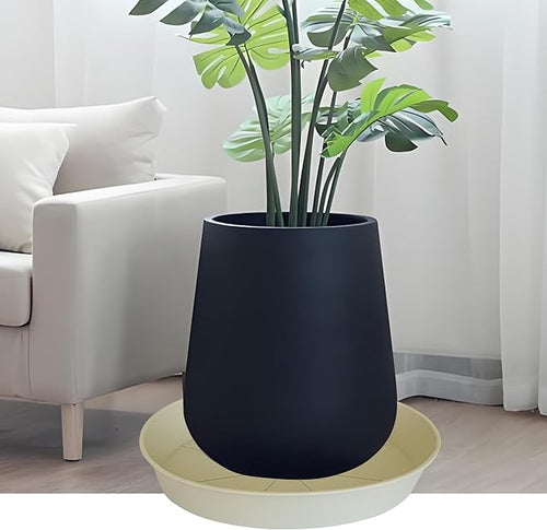 2 Pack of 20 21 inch Plant Saucer Round, Deep Plant Saucers for Pots, Heavy Duty Plastic Plant Drip Tray for Indoors Outdoor, Bird Bath Bowls, Plant Trays for Planter 19-22" (21 inch, Beige)