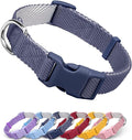 Dynmeow Soft and Breathable Cotton Dog Collar, Durable Adjustable Heavy-Duty Pet Collar with Quick-Release Buckle, Lightweight for Sensitive Skin for Medium and Large Dogs, Navy-Blue, M