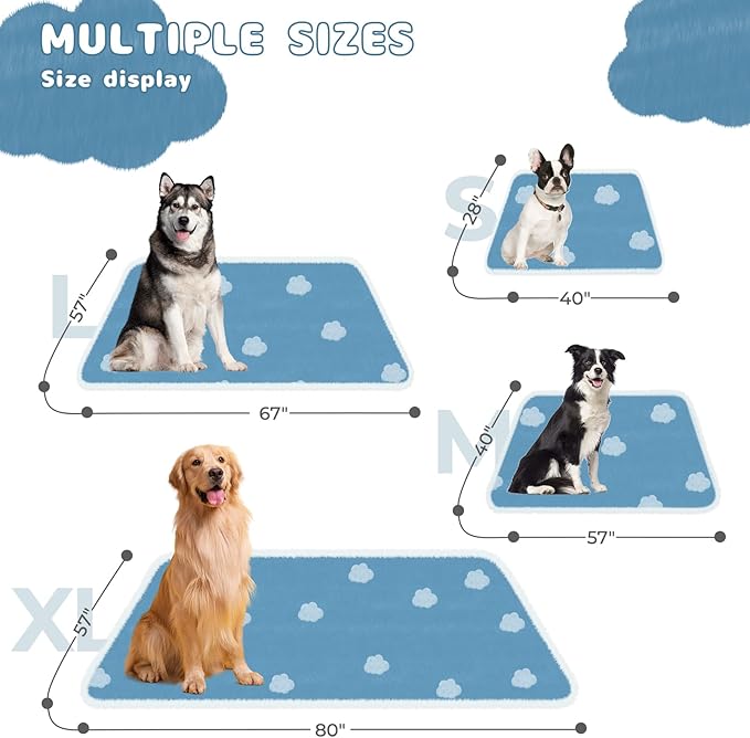 Luciphia Waterproof Pet Blanket for Medium Large Dogs Washable Fluffy Thick Jacquard Shag Fleece Warm Sherpa 3D Textured Flower Print for Cats Puppy Couch Protection (Blue Cloud,85x57 inches)