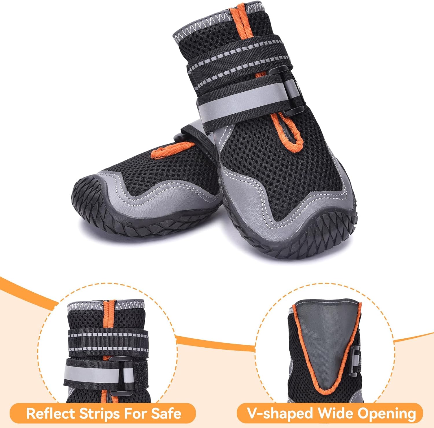 Dimicoo Dog Shoes,Breathable Boots for Summer Hot Pavement,Non-Slip Paw Protector for Small Medium Large Dogs,Reflective Dog Booties for Outdoor & Indoor Hardwood Floors