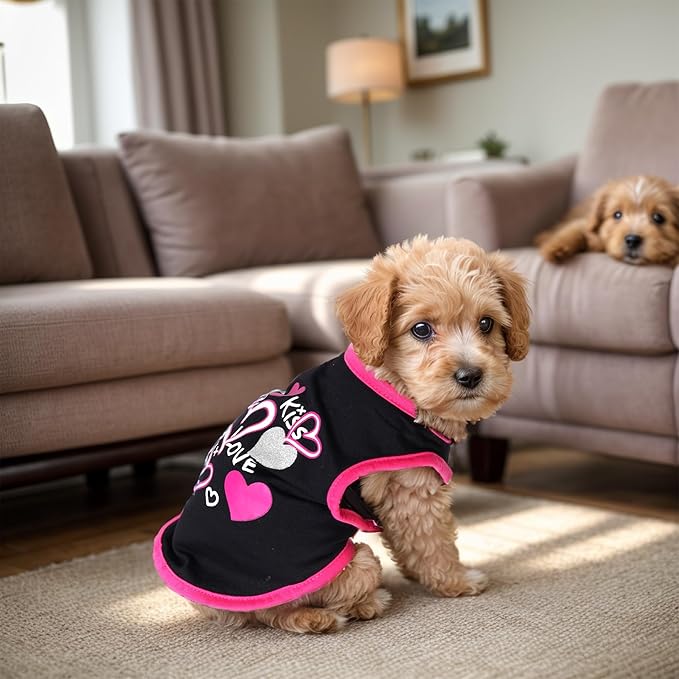 4 Pack Dog Shirts Summer Printed Puppy Clothes Cute Sleeveless Pet T Shirts Dog Clothes for Small Medium Dogs Cats Girl(S)