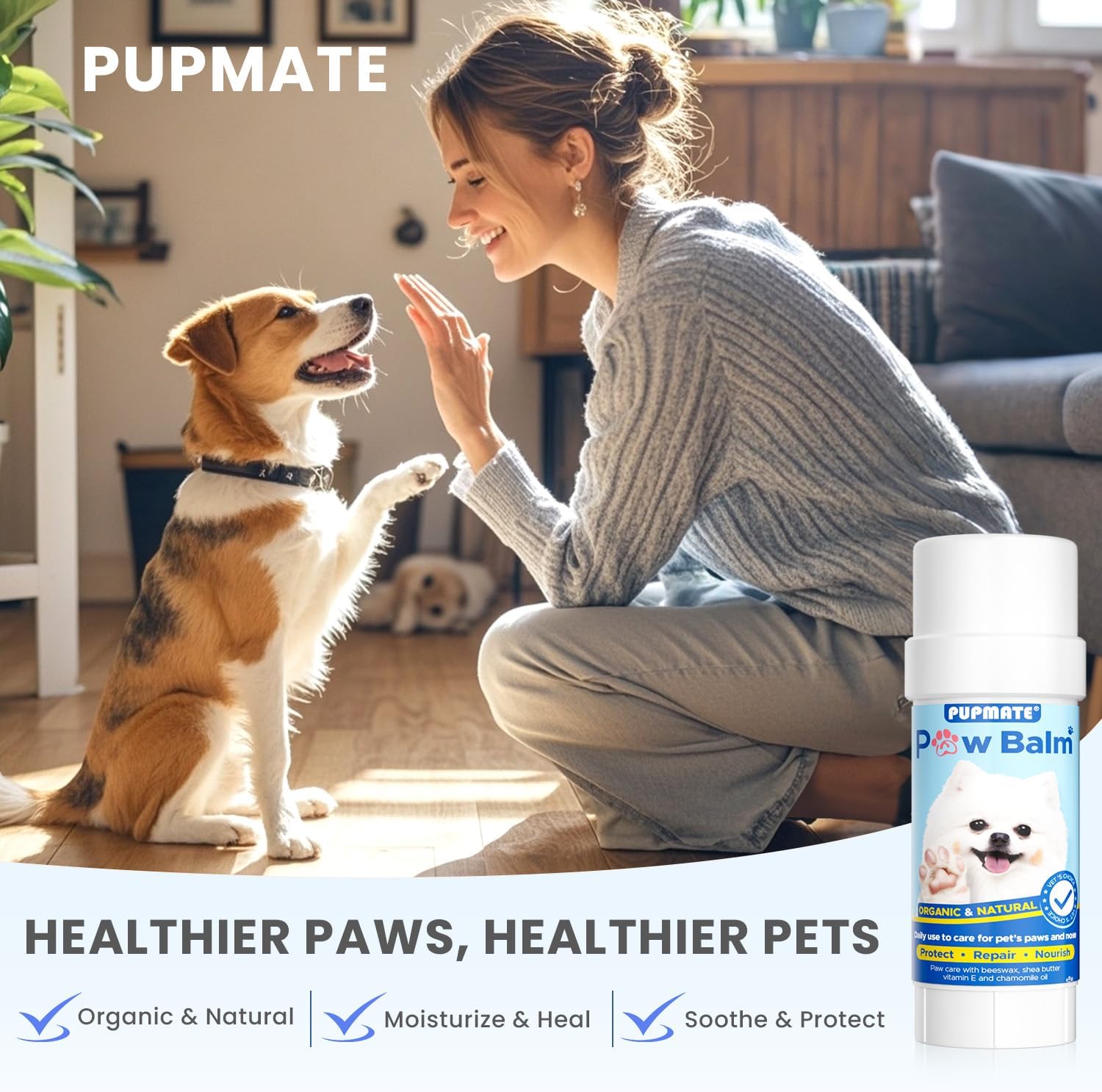 Paw Balm Pad Protector for Dogs – Dog Paw Balm Soother – Heals, Repairs and Moisturizes Dry Noses and Paws – Ideal for Extreme Weather Season Conditions - 2 Oz