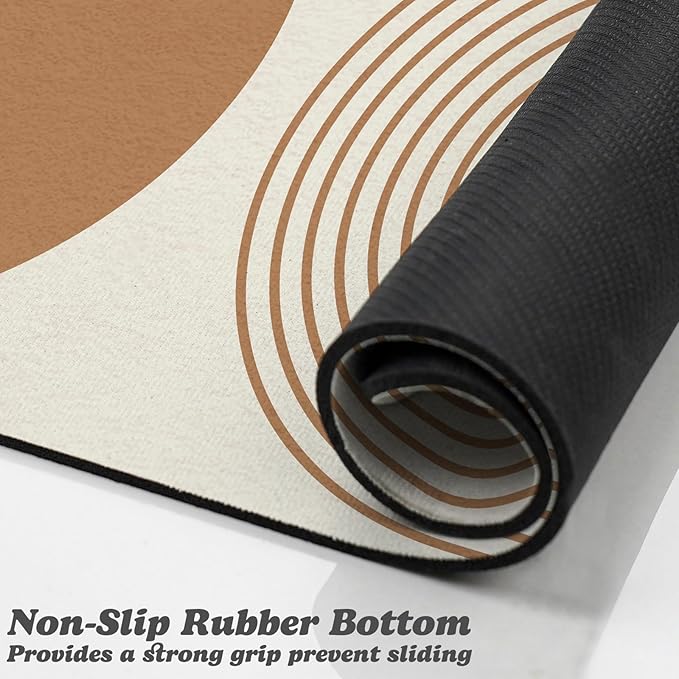 Dog Food Mats for Floors Waterproof, Cat Water Bowl Mats Pet Feeding Absorbent Mat Placemats for Food and Water Beige Bohemia 12 * 20 inch