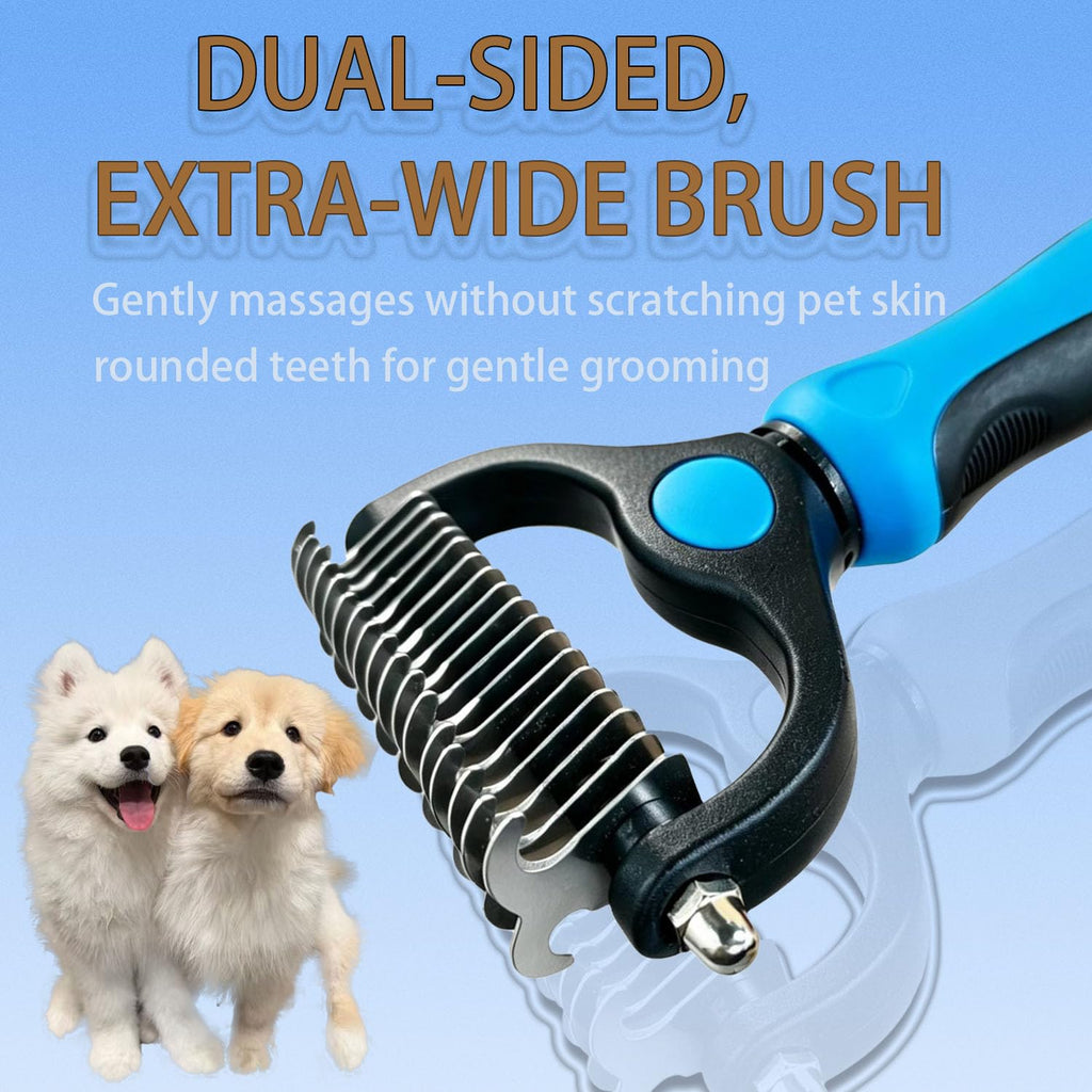 Pet Grooming Brush,Dematting Comb for Dogs and Cats, Undercoat Rake Pet Brush for Long Hair, Deshedding Dog Brush Removes Tangles Knots and Loose Fur, Matted Fur on Cats and Dogs