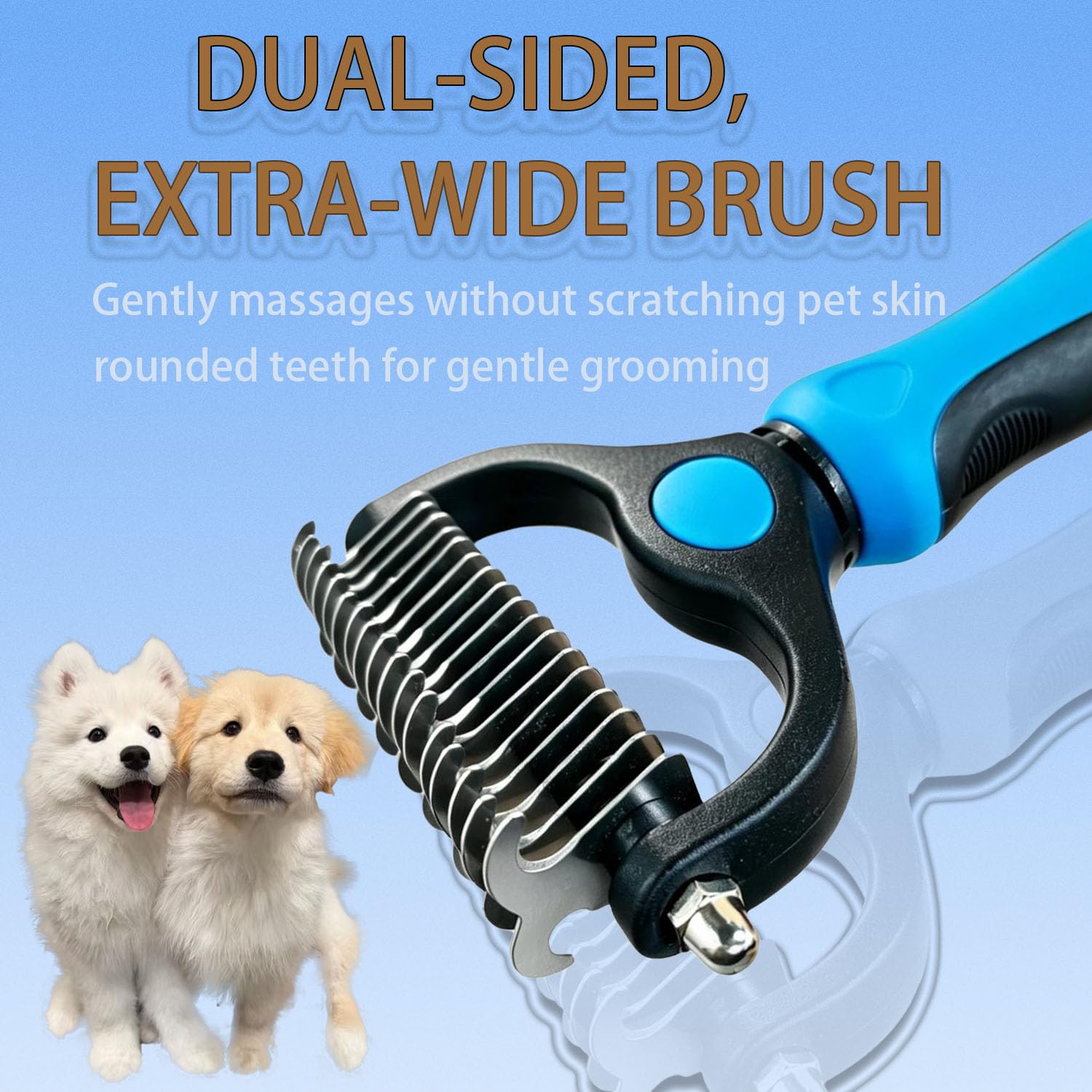 Pet Grooming Brush,Dematting Comb for Dogs and Cats, Undercoat Rake Pet Brush for Long Hair, Deshedding Dog Brush Removes Tangles Knots and Loose Fur, Matted Fur on Cats and Dogs