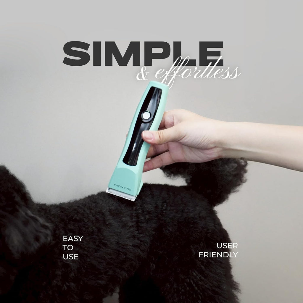 Cordless Pet Trimmer for Dogs & Cats – Rechargeable Grooming Clipper with Detachable Metal Blade, Low-Noise Motor, Supports Optional Blade Lengths (Parent) (Green, Single)