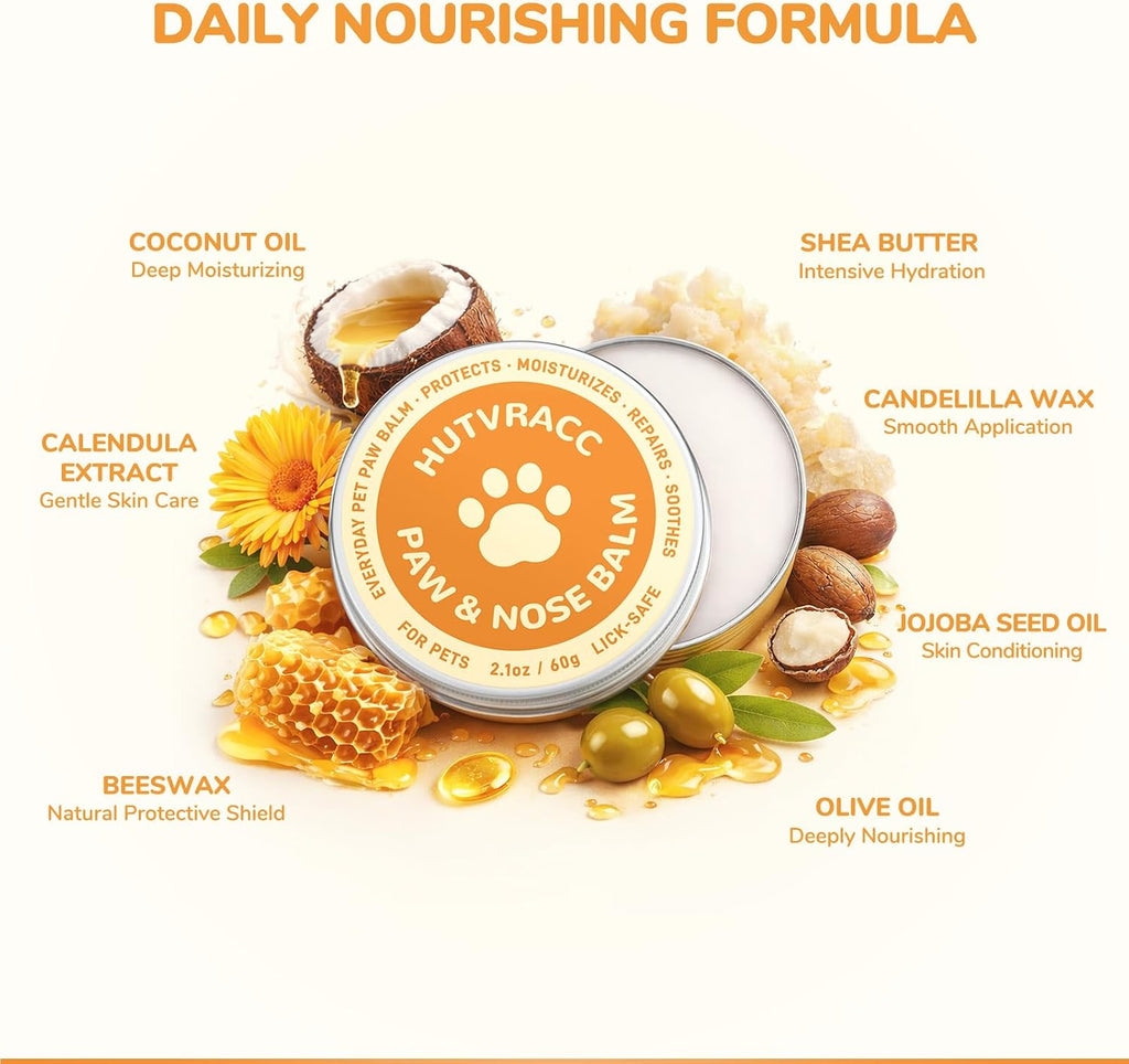 Lick-Safe Dog Paw & Nose Balm | 2.1 oz All Natural Wax with Coconut Oil | Summer Hot Pavement, Winter Snow & Road Salt Protector | Moisturizer for Dry, Rough Pads & Snouts