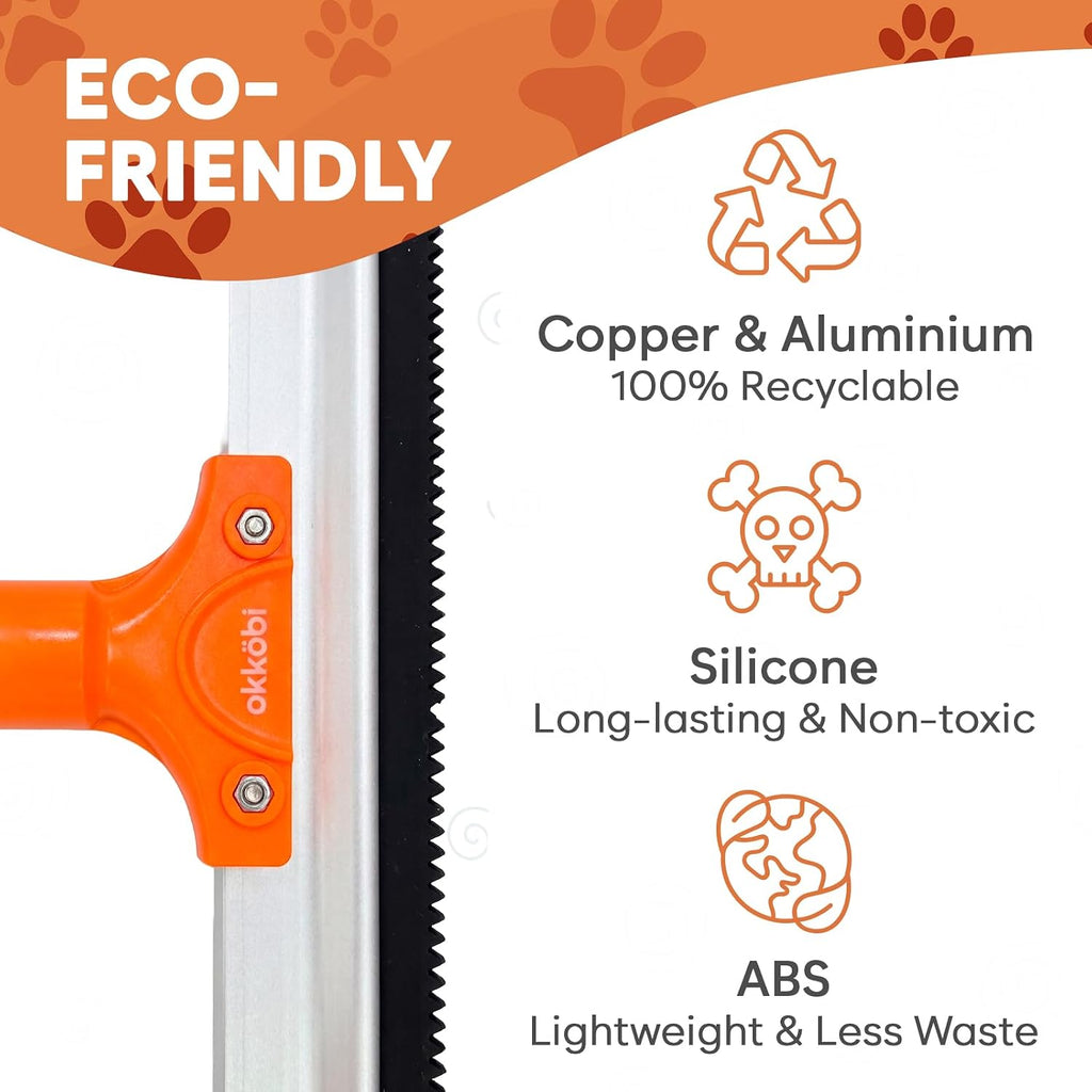 Carpet Rake for Pet Hair Removal – Carpet Scraper & Pet Fur Rake – Dog & Cat - Animal Fur Broom for Rugs & Furniture with Adjustable Lengths - Orange & Black