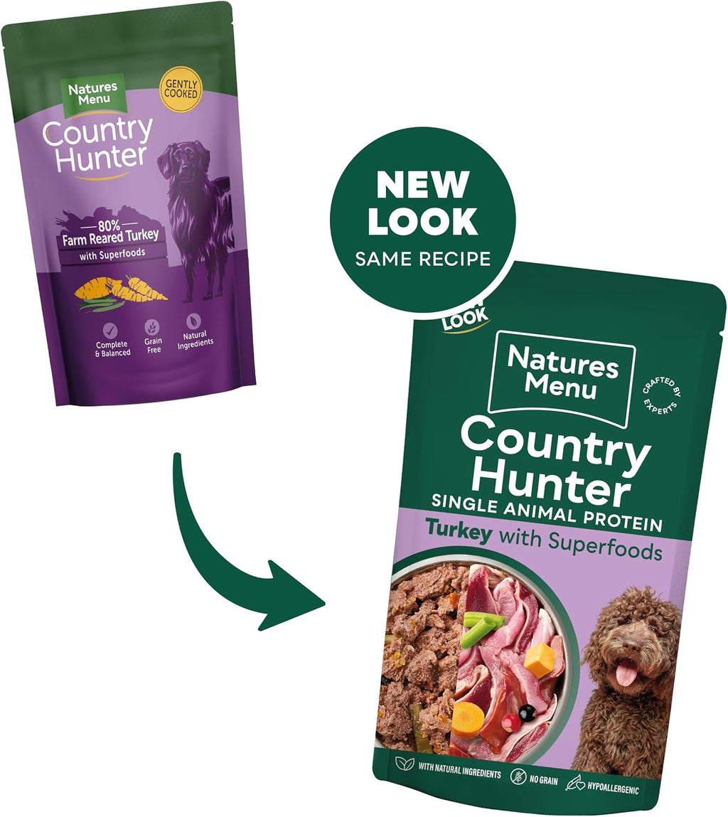 OUTERDO Country Hunter Dog Food Pouch Farm Reared Turkey (6 x 150g)
