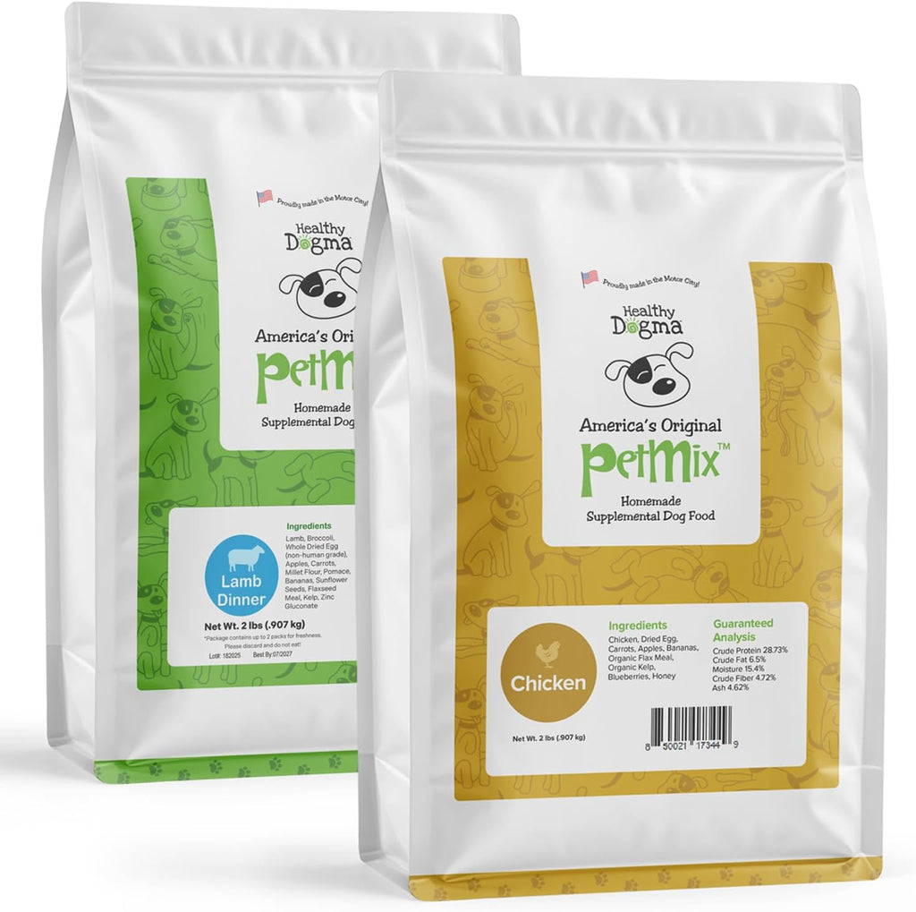Healthy Dogma - PetMix Dehydrated Dog Food Bundle (Lamb & Chicken Dinner), Raw, Freeze Dried, Homemade Dog Food for Allergies & Sensitive Stomachs - 2 lbs Each