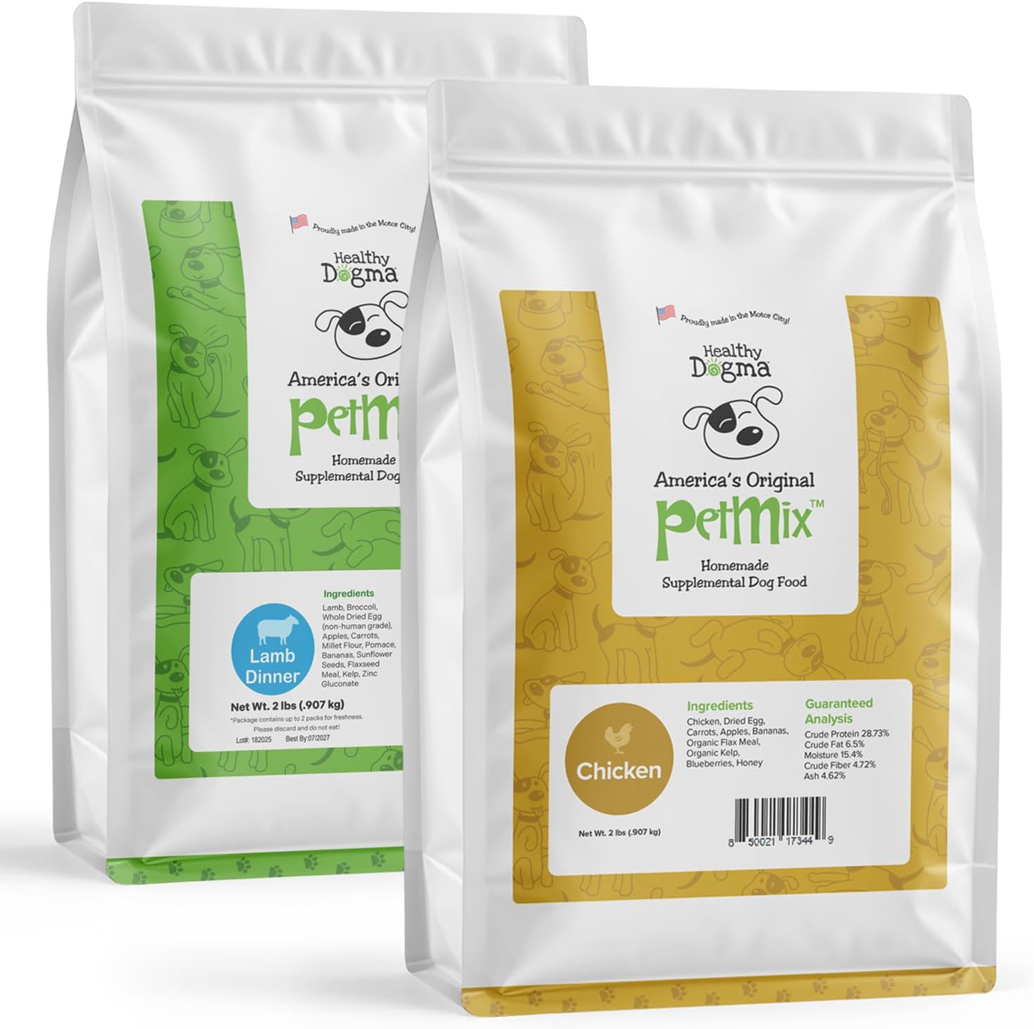 Healthy Dogma - PetMix Dehydrated Dog Food Bundle (Lamb & Chicken Dinner), Raw, Freeze Dried, Homemade Dog Food for Allergies & Sensitive Stomachs - 2 lbs Each