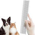 Stainless Steel Dog & Cat Comb with Dual Tooth, Professional Pet Grooming Tool, Advanced Undercoat Comb for Long Hair, Double Coats Dogs Cats, Silver