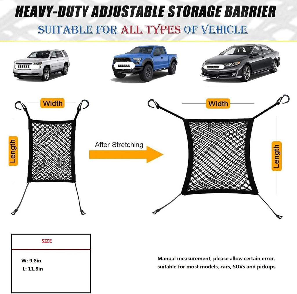 Car Dog Barrier for Mitsubishi Montero Sport 2026 2025-2016, Automotive Seat Organizer Storage Net Elastic Luggage Mesh Pouch Interior Auto Accessories Black