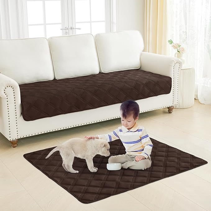 Smiry Waterproof Dog Bed Cover Blanket 40x50, Soft Reversible Pet Blanket, Washable Leakproof Cats Dogs Couch Cover for Sofa, Couch, Furniture, Chocolate/Beige