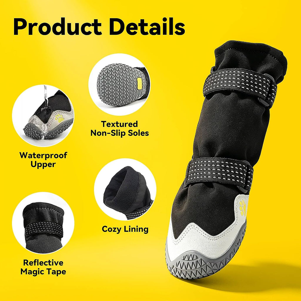 Enjoying Winter Dog Boots, Anti-Slip Long Legged Dog Booties Large Breed, Pet Shoes for Outdoor Snowy Rainy Day Paw Protection, Warm Doggy Walking Boots, Reflective Magic Straps, Adjustable, #8