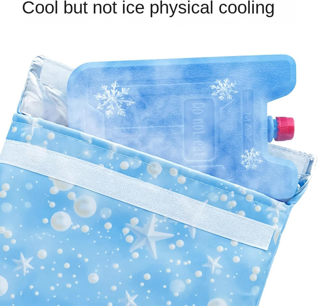 Bunny Cooling Mat - Refillable Ice Pad | Hanging Summer Pet Cooler | Includes 4 Ice Crystal Packs, Condensation Resistant Lining, Washable Fabric Cover, Hanging Cage Design, For Rabbits Ferrets