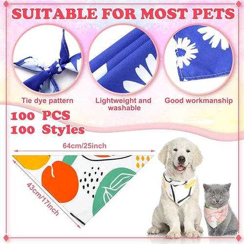 150 Pcs Boho Dog Bandanas Bulk Pet Bibs Colorful Triangle Scarf Pet Boho Bandanas for Medium Large Dogs Spring Summer Birthday Costume Decoration
