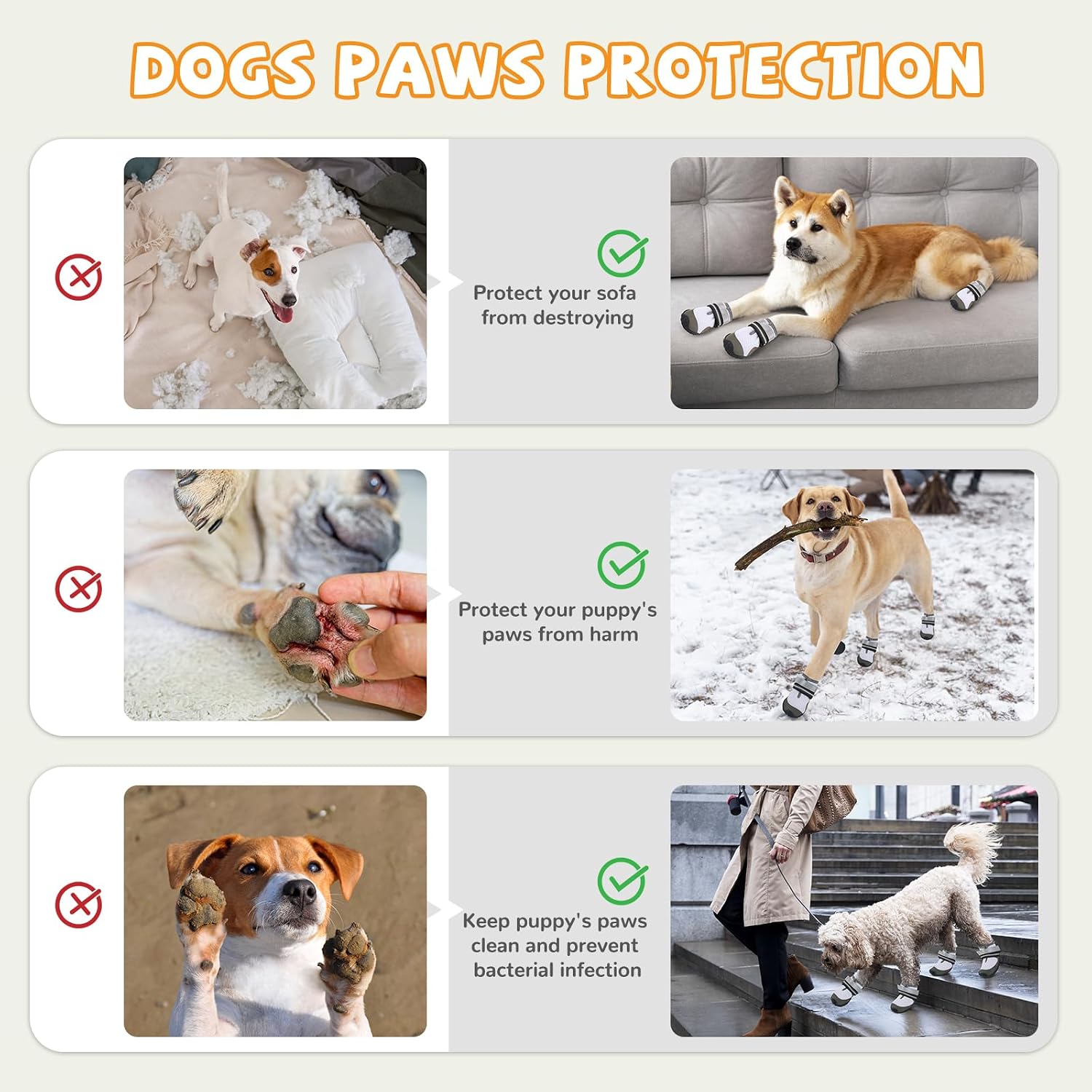 Dog Shoes for Medium Large Dogs, Dog Boots & Paw Protectors to Prevent Licking, Anti-Slip Dog Booties with Reflective for Summer Hot Pavement, Outdoor Hiking, Hardwood Floors (Size 6)