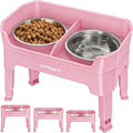 URPOWER 3-in-1 Elevated Dog Bowls - Double Deck Raised Dog Bowl Stand | 4 Adjustable Heights, 2 Stainless Steel Food Bowls, Mess Proof Licking Plate, Foldable Stand for Small Medium & Large Dogs