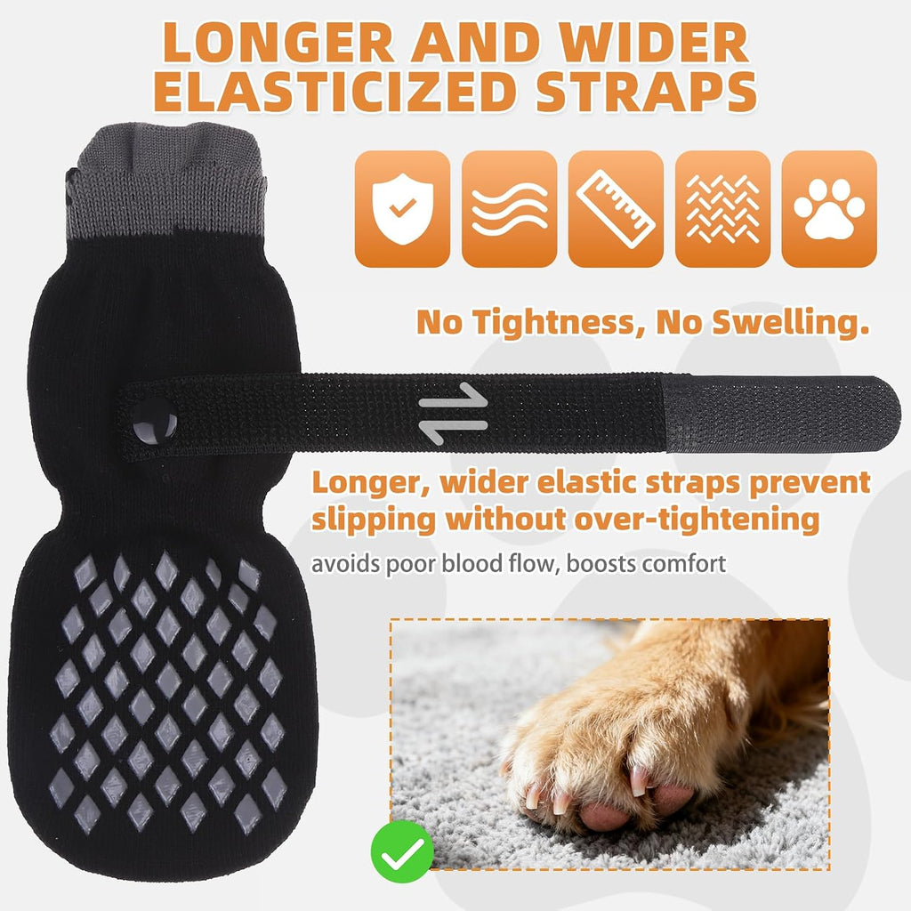 Anti Slip Dog Socks Shoes for Hot Pavement to Prevent Licking Paws Scratching, Pet Boots & Paw Protector for Hardwood Floors, Dog Grip Booties for Small Medium Large Senior Dogs, Black M