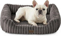 Orthopedic Pet Bed for Small Dogs & Cats - Washable Rectangle Pet Bed with Anti-Slip Bottom, Soft Calming Cat & Puppy Bed for Indoor Pets (30"x23"x7", Grey)