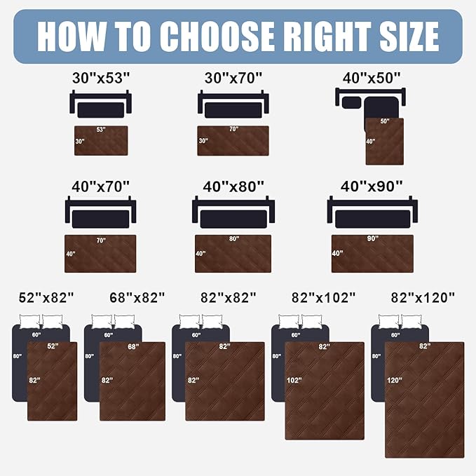 Smiry Waterproof Dog Bed Cover Blanket 30x53, Soft Reversible Pet Blanket, Washable Leakproof Cats Dogs Couch Cover for Sofa, Couch, Furniture, Brown/Beige