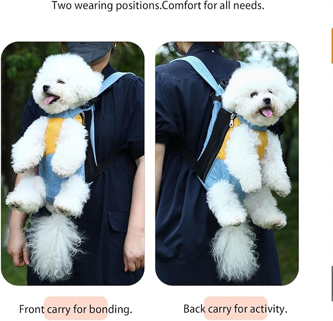 Lightweight Pet Backpack Carrier for Small Dogs & Cats - Easy-Fit Adjustable Straps, Basic Legs-Out Design, Durable for Daily Use (Fits Pets Under 15lb) (Red-White Color-Blocked, Medium)