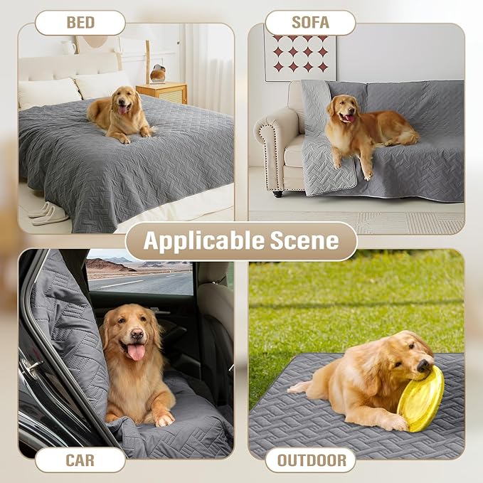 BOCTOPUG Dog Bed Cover for Pets Blankets Rug Pads for Couch Protection Waterproof Bed Covers Dog Blanket Furniture Protector Reusable Changing Pad (Dark Grey+Light Grey, 68"x82")